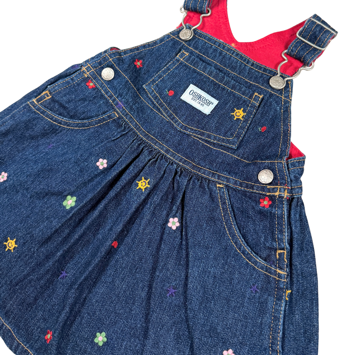 Vintage OshKosh Embroidered Denim Dress – 12M