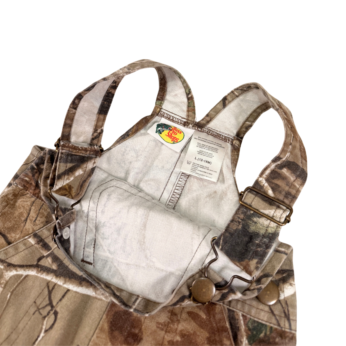 Vintage Bass Pro Shops Realtree Camo Overalls – 12–18M