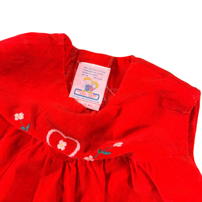 Vintage Joyeux Happy Kids Red Velvet Baby Dress – 12M