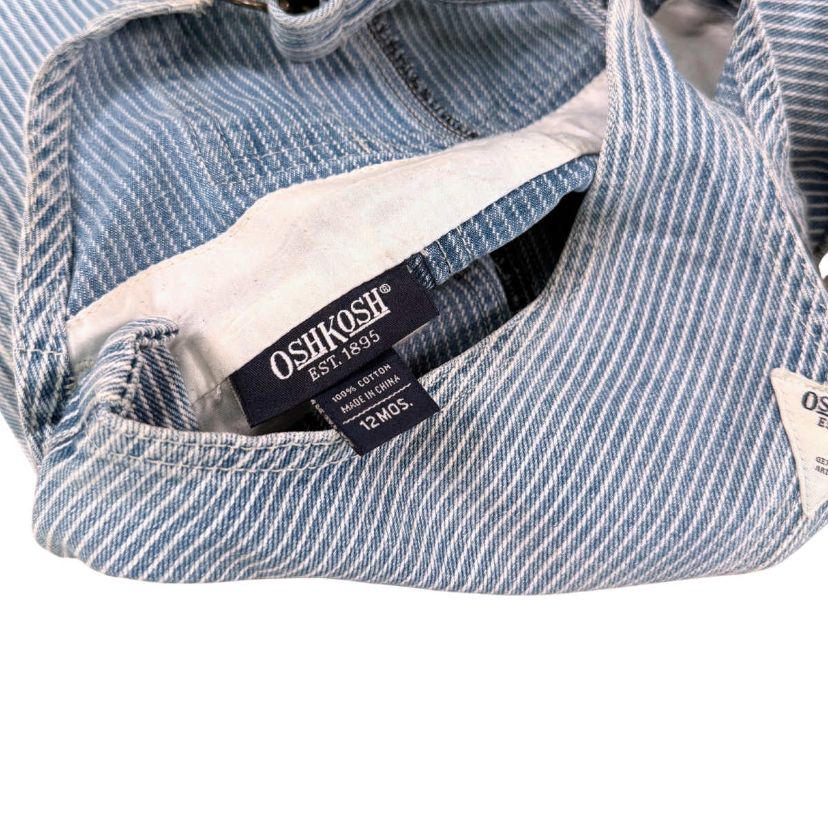 Vintage OshKosh Hickory Stripe Overalls – 12M