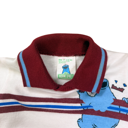 Vintage 80s Sesame Street Cookie Monster Polo Longsleeve | 1T