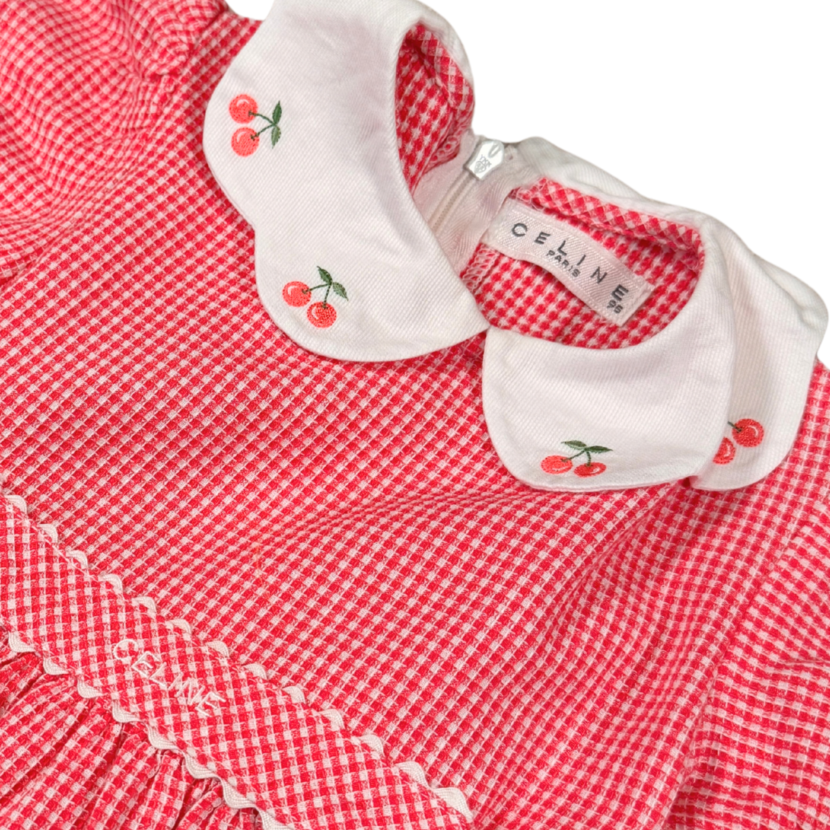 Vintage Celine Cherry Gingham Dress – 3Y