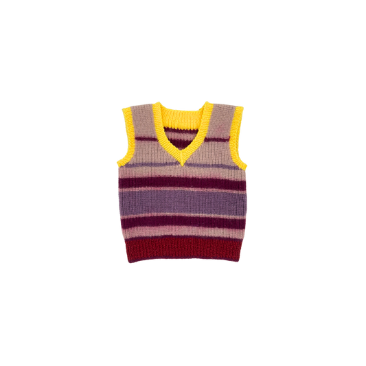 Hand-Knit Striped Baby Vest – Size 9–12M