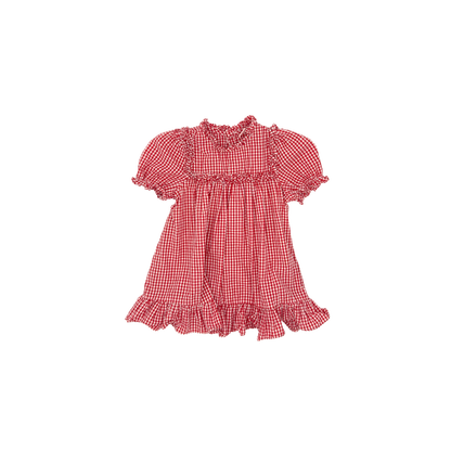 Red Gingham Ruffle Dress – Size 12–18M