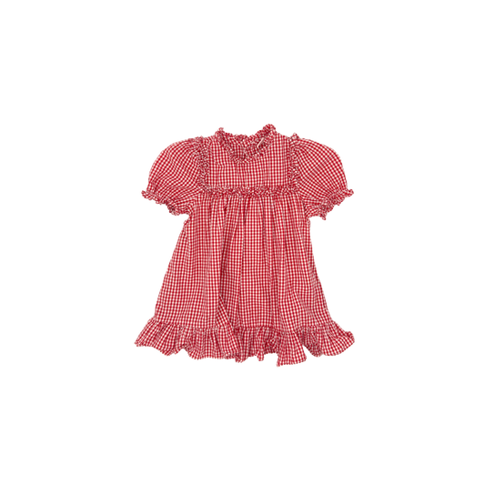 Red Gingham Ruffle Dress – Size 12–18M