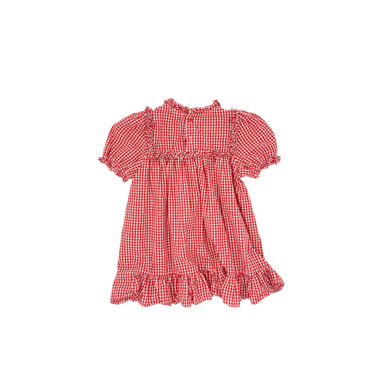 Red Gingham Ruffle Dress – Size 12–18M