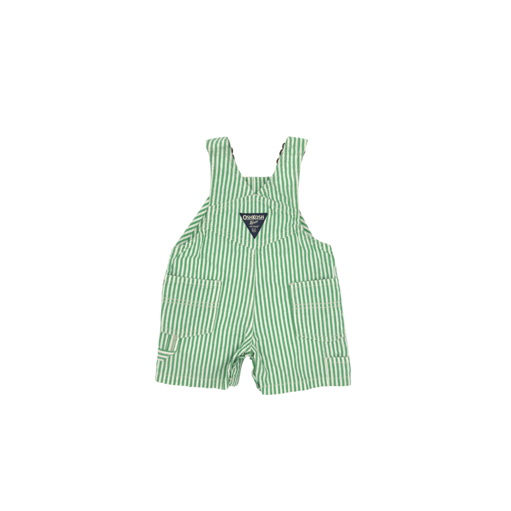 OshKosh Green Stripe Baby Overalls – 0–3 Months
