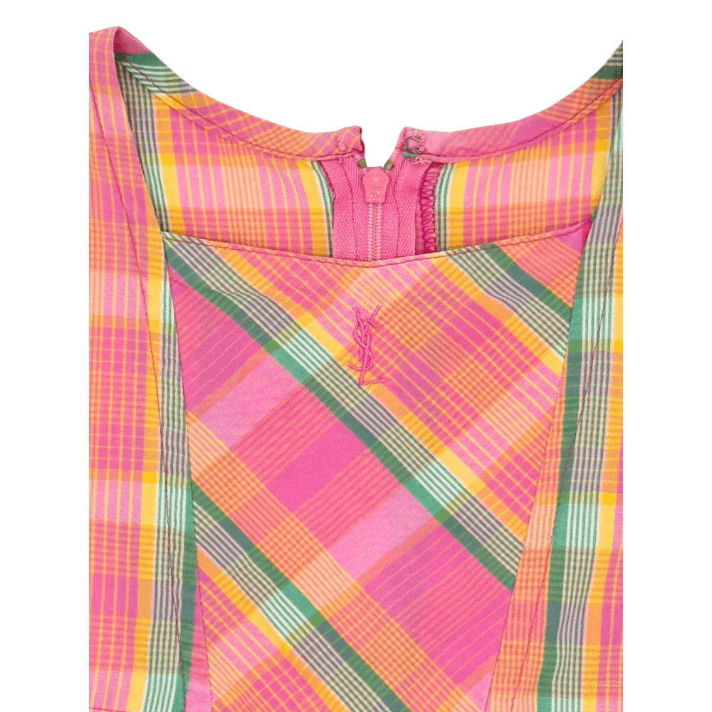 YSL Vintage Pink Plaid Dress – Size 4–5Y
