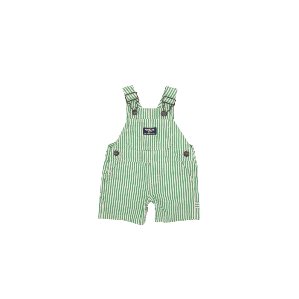 OshKosh Green Stripe Baby Overalls – 0–3 Months