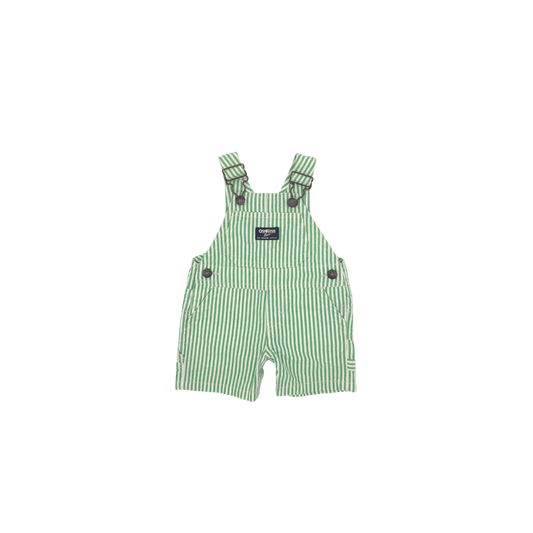 OshKosh Green Stripe Baby Overalls – 0–3 Months