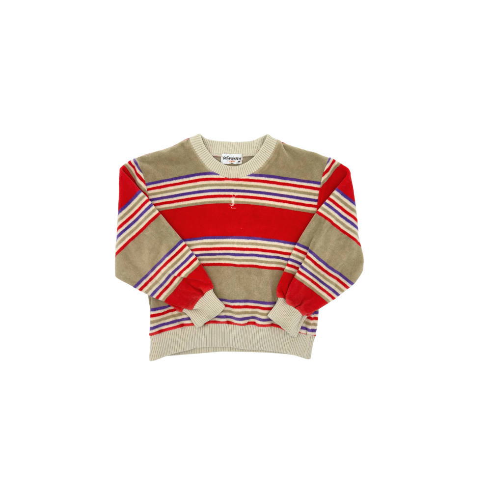 Yves Saint Laurent Enfants Velour Stripe Sweater – Size 3–4 Years