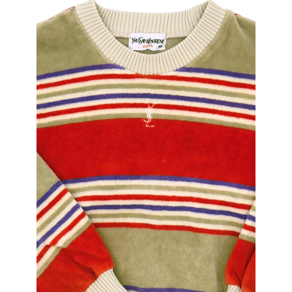 Yves Saint Laurent Enfants Velour Stripe Sweater – Size 3–4 Years