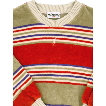 Yves Saint Laurent Enfants Velour Stripe Sweater – Size 3–4 Years