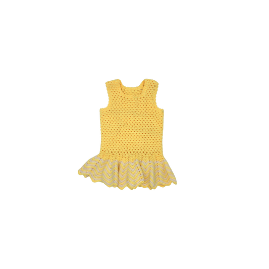 Hand-Crocheted Peplum Dress – 1–2 Years