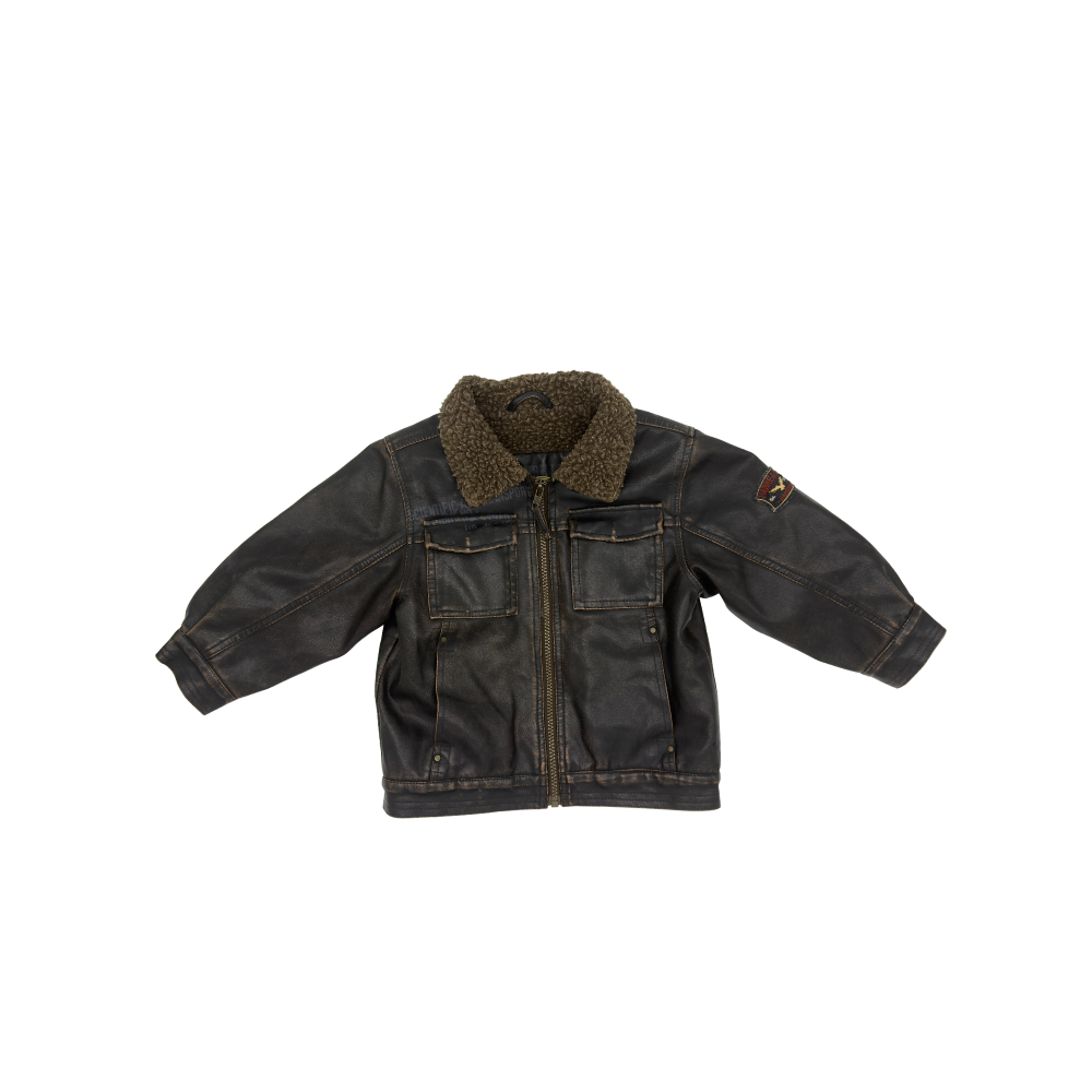 Vintage Faux Leather Pilot Jacket – Size 3T