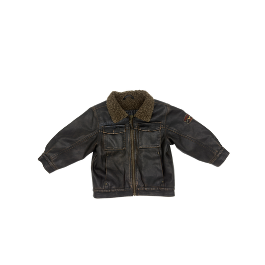 Vintage Faux Leather Pilot Jacket – Size 3T