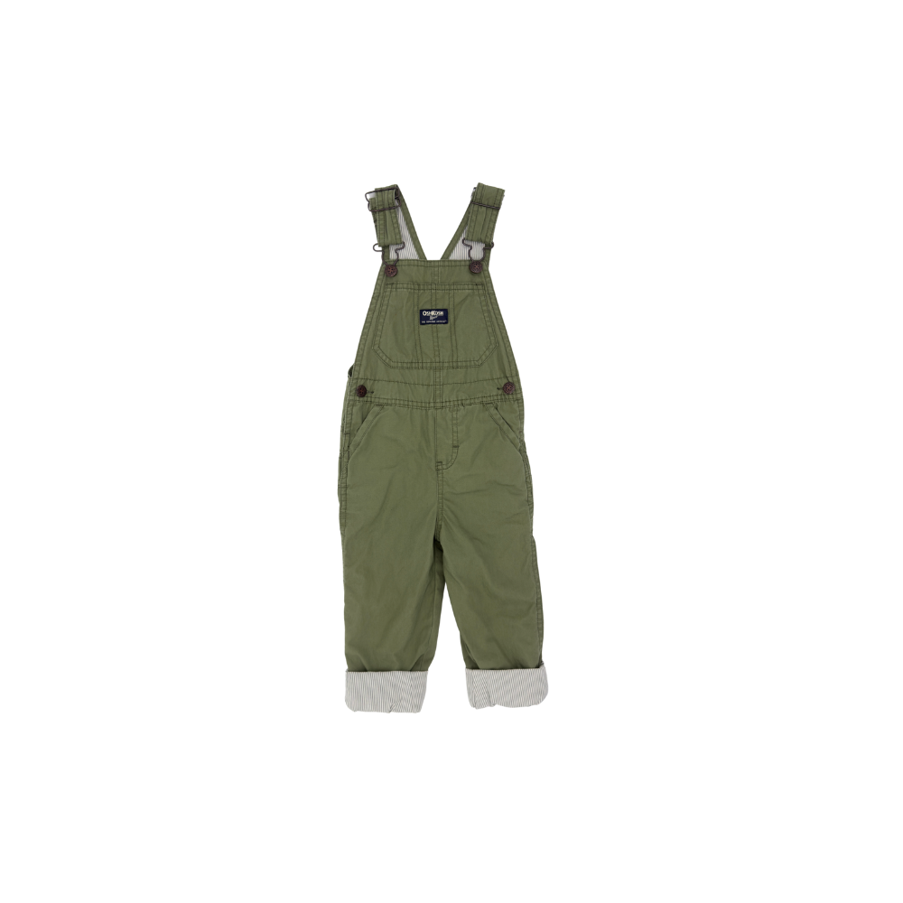 OshKosh Olive Green Overalls — Size 3T