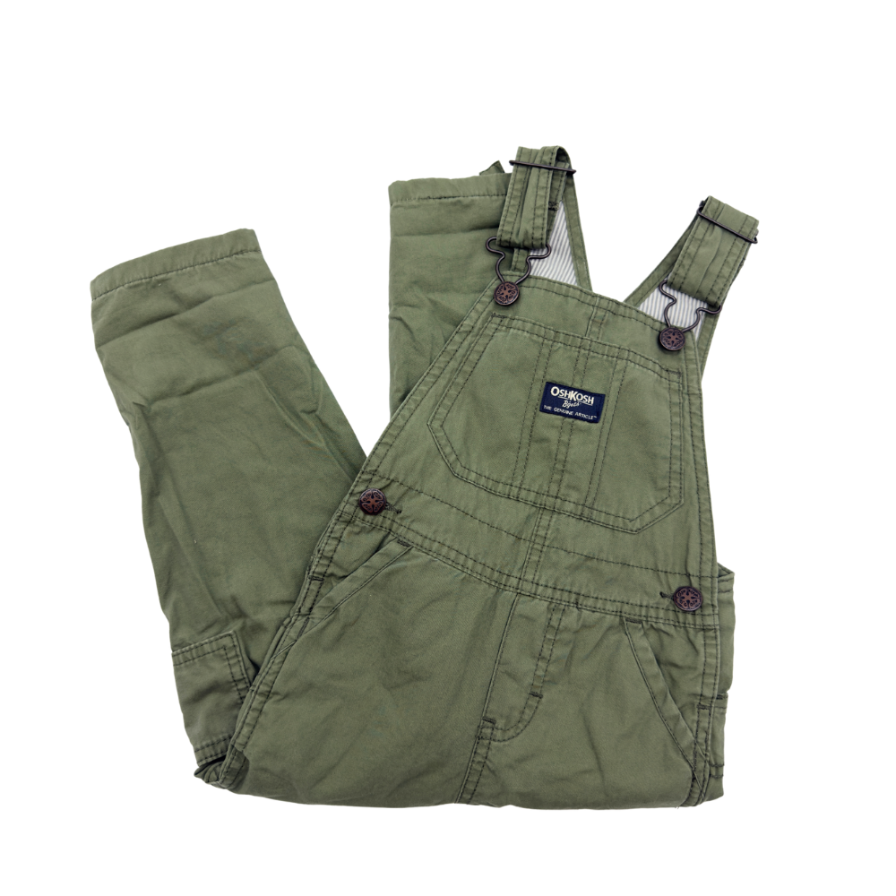 OshKosh Olive Green Overalls — Size 3T