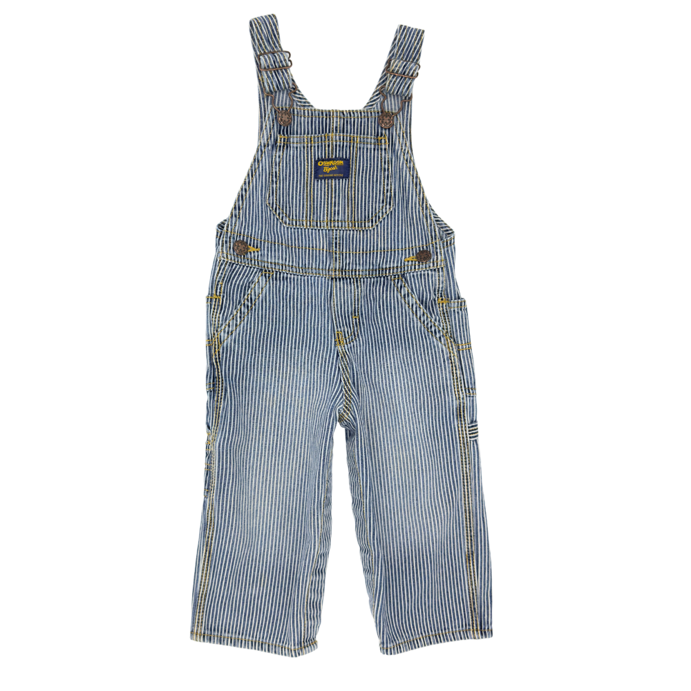 Vintage OshKosh Striped Overalls — Size 18M