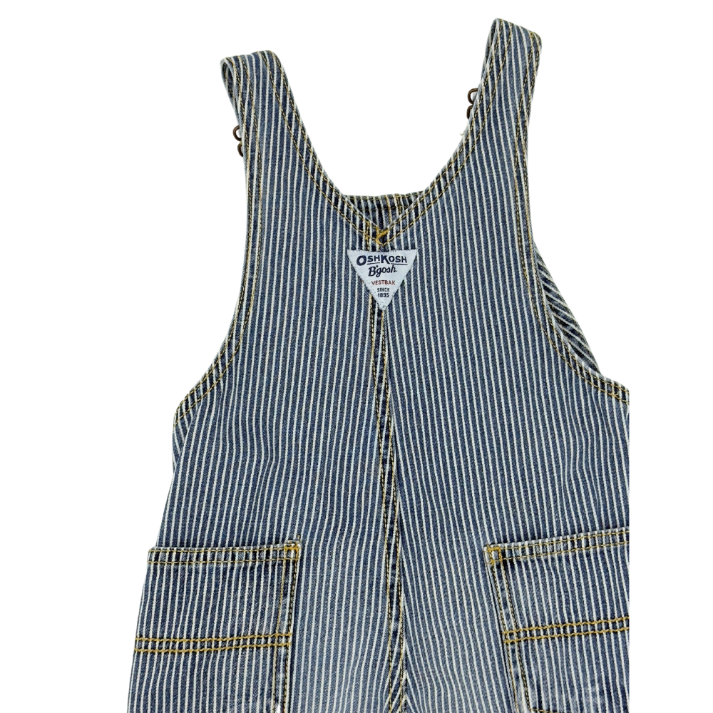 Vintage OshKosh Striped Overalls — Size 18M