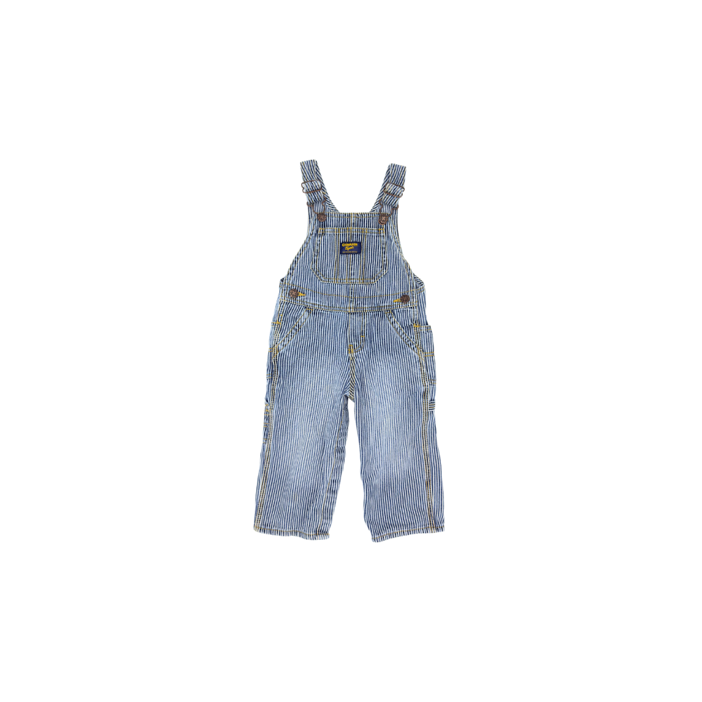 Vintage OshKosh Striped Overalls — Size 18M