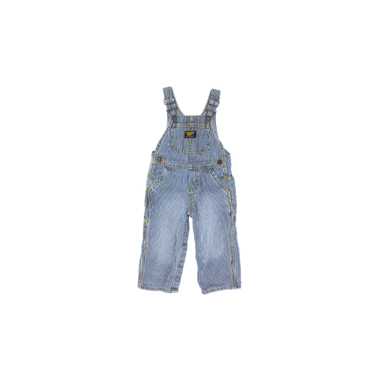Vintage OshKosh Striped Overalls — Size 18M