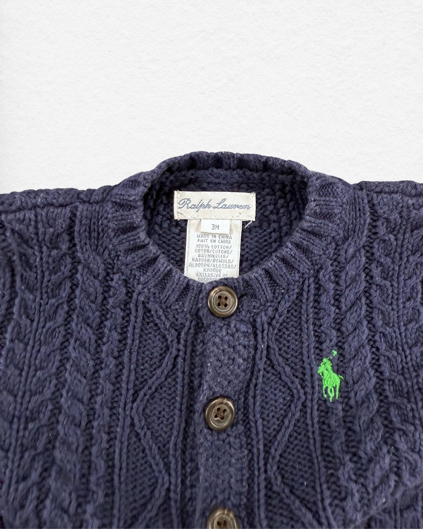 Ralph Lauren Cable Knit Baby Cardigan – 3M