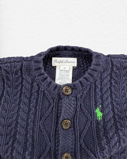 Ralph Lauren Cable Knit Baby Cardigan – 3M