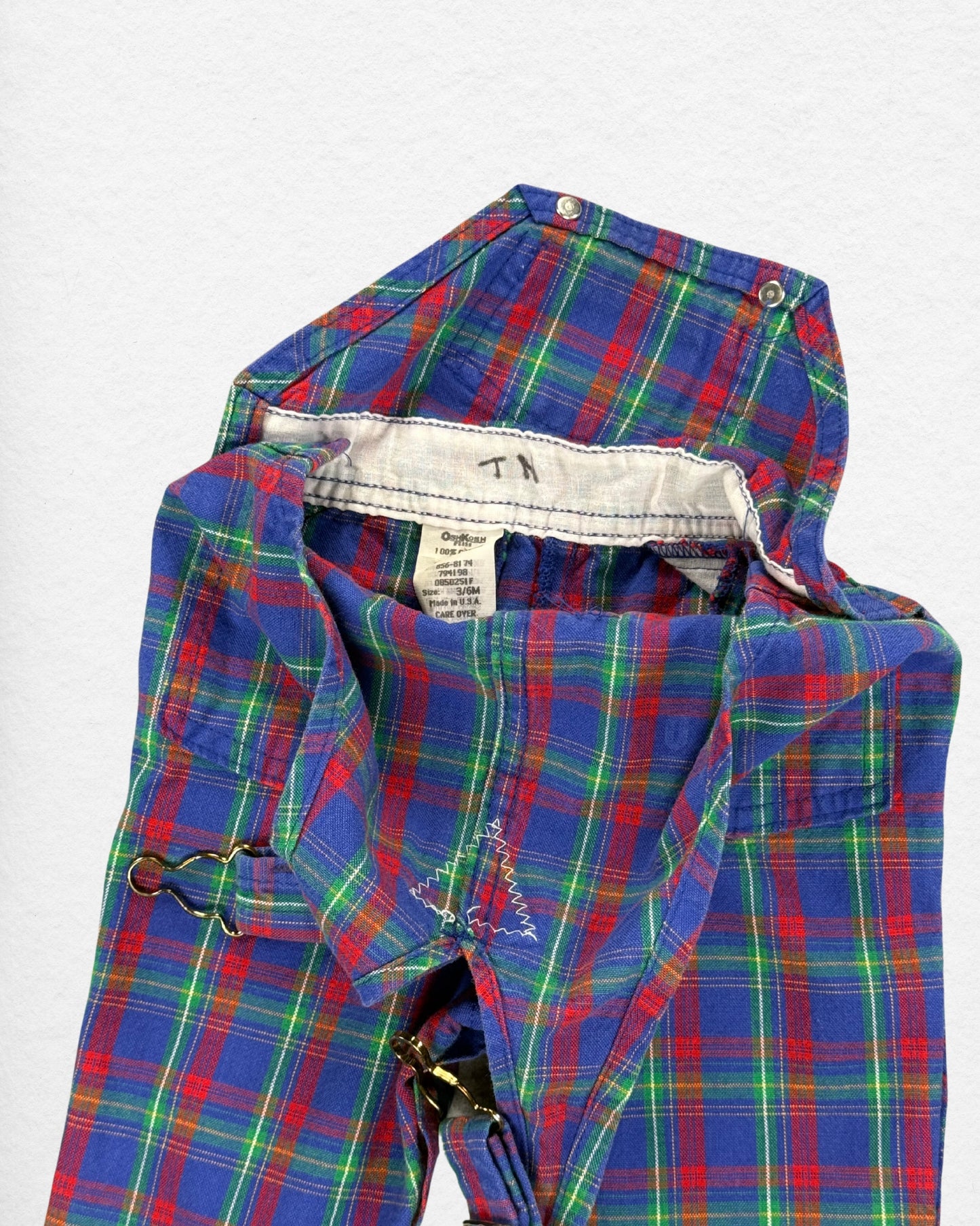 Vintage OshKosh Plaid Overalls – 3-6M
