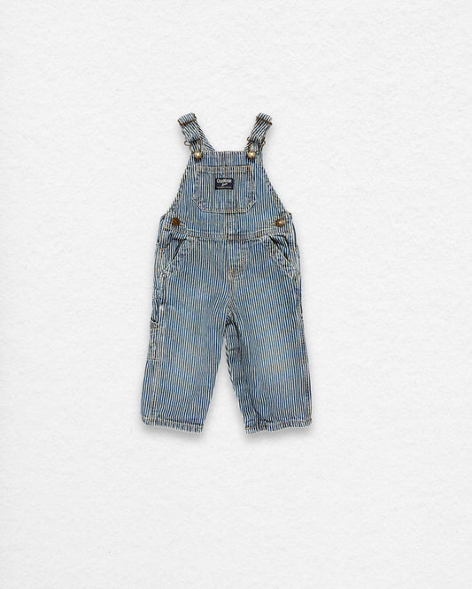 OshKosh Hickory Stripe Overalls – 6M