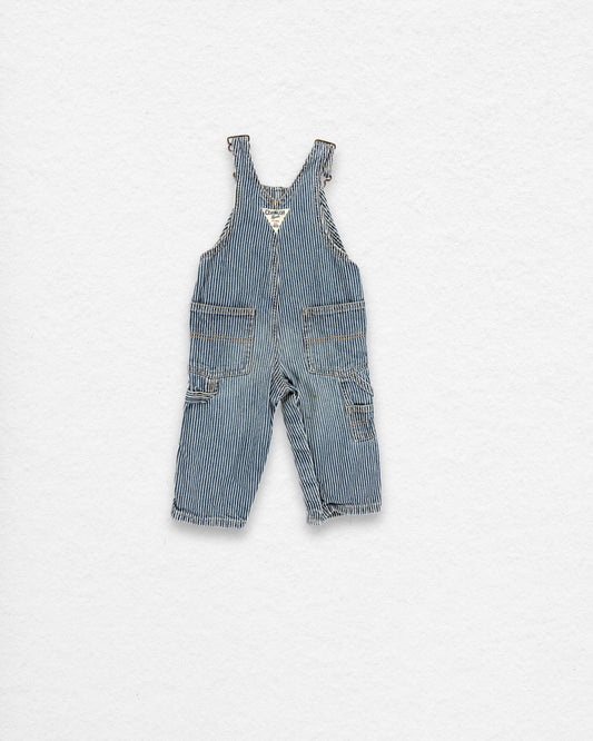 OshKosh Hickory Stripe Overalls – 6M