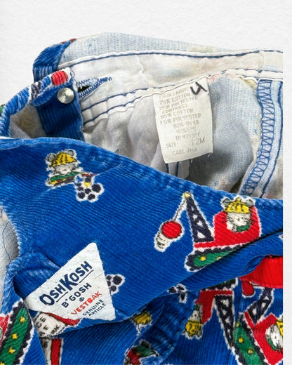 Vintage 90's OshKosh B’gosh Printed Corduroy Overalls – 12M