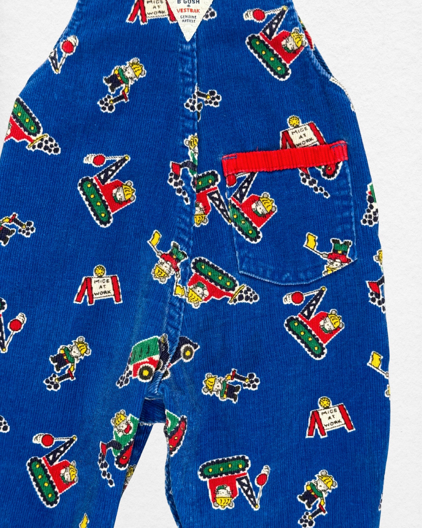 Vintage 90's OshKosh B’gosh Printed Corduroy Overalls – 12M