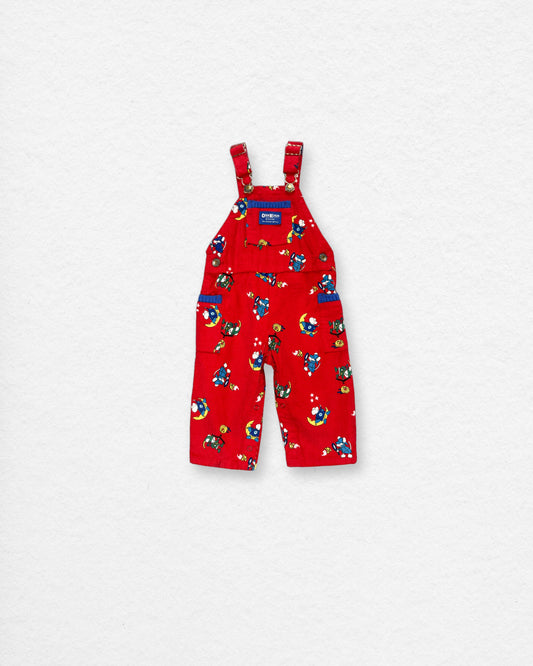 Vintage 80s Era OshKosh Red Printed Overalls – 18M