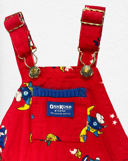 Vintage 80s Era OshKosh Red Printed Overalls – 18M
