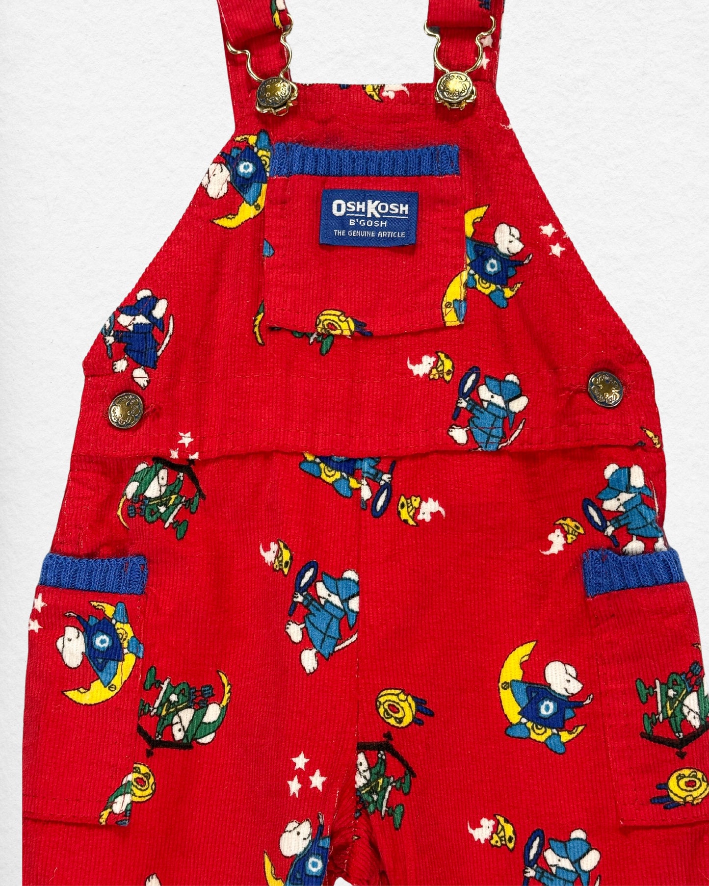Vintage 80s Era OshKosh Red Printed Overalls – 18M