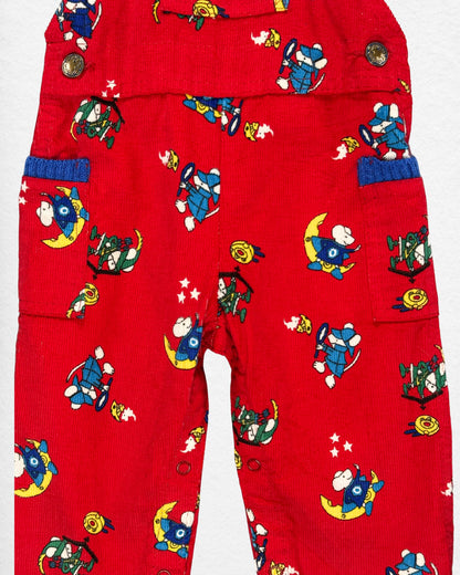 Vintage 80s Era OshKosh Red Printed Overalls – 18M