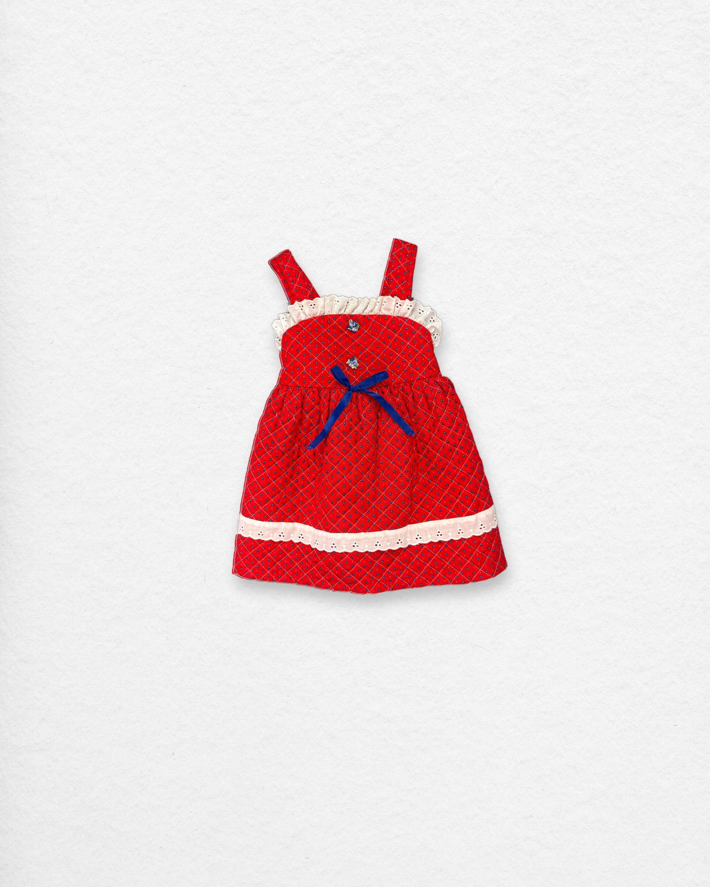 Vintage Red Eyelet Dress – 2T