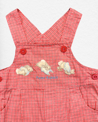 Vintage Peter Rabbit Gingham Overalls – 0–3M