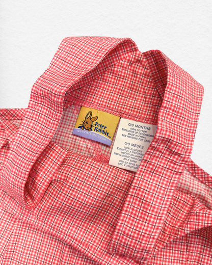 Vintage Peter Rabbit Gingham Overalls – 0–3M