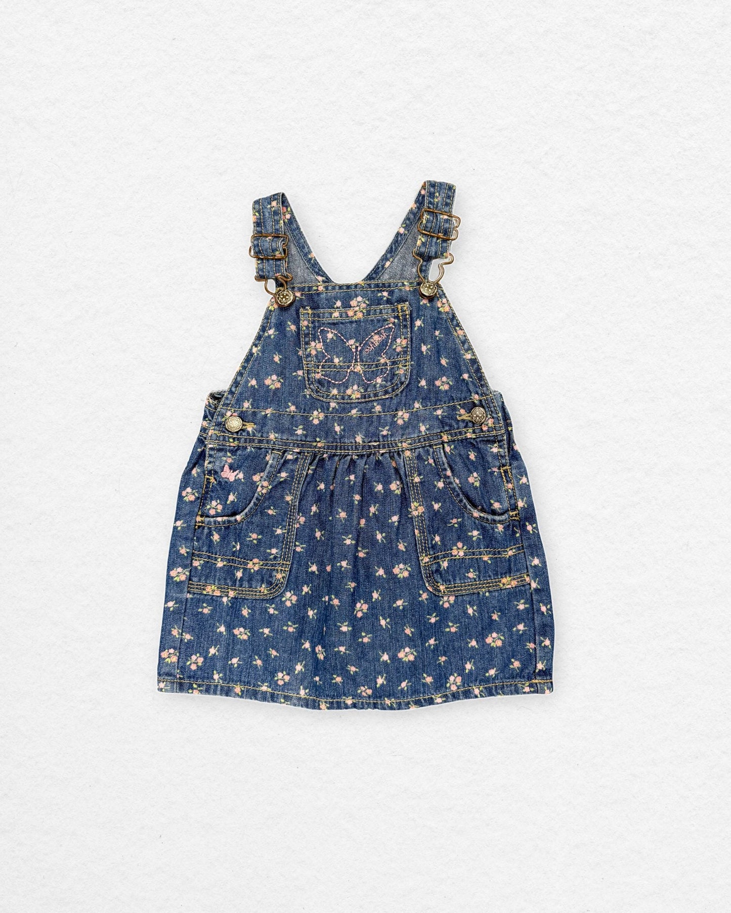 OshKosh Floral Denim Pinafore – 24M