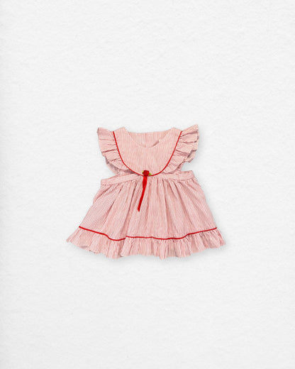 Vintage Red & White Stripe Dress – 18M