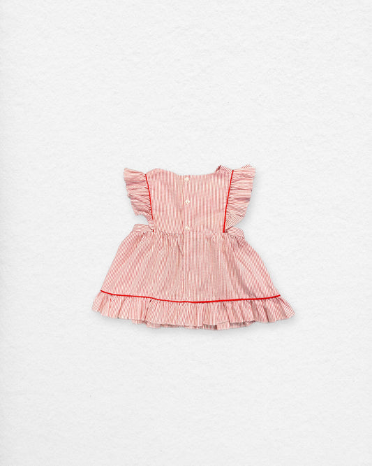 Vintage Red & White Stripe Dress – 18M