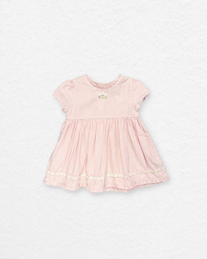 Vintage Pink Stripe Dress – 6–9M
