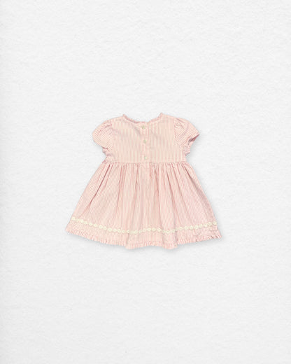 Vintage Pink Stripe Dress – 6–9M