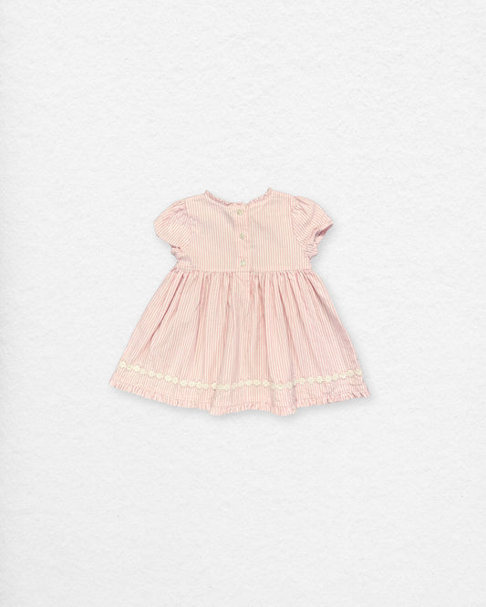Vintage Pink Stripe Dress – 6–9M