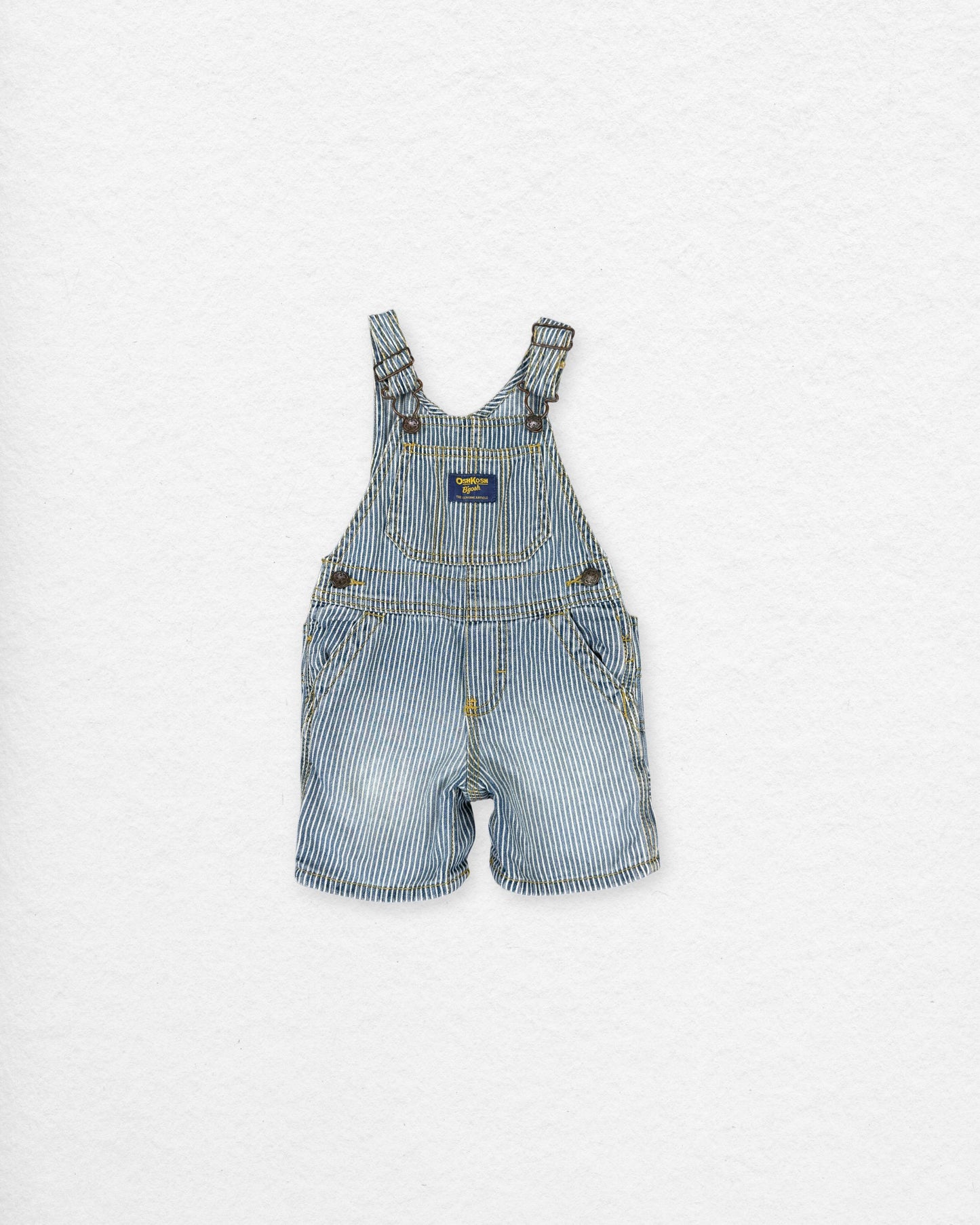 OshKosh Hickory Stripe Short Overalls – 12M