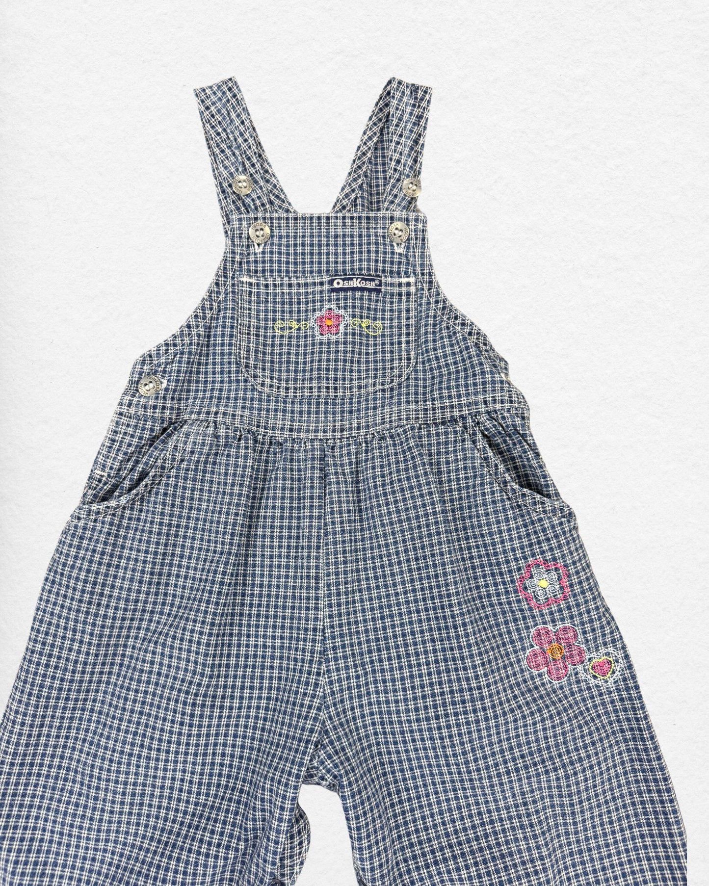 Vintage OshKosh Checkered Overalls – 18M