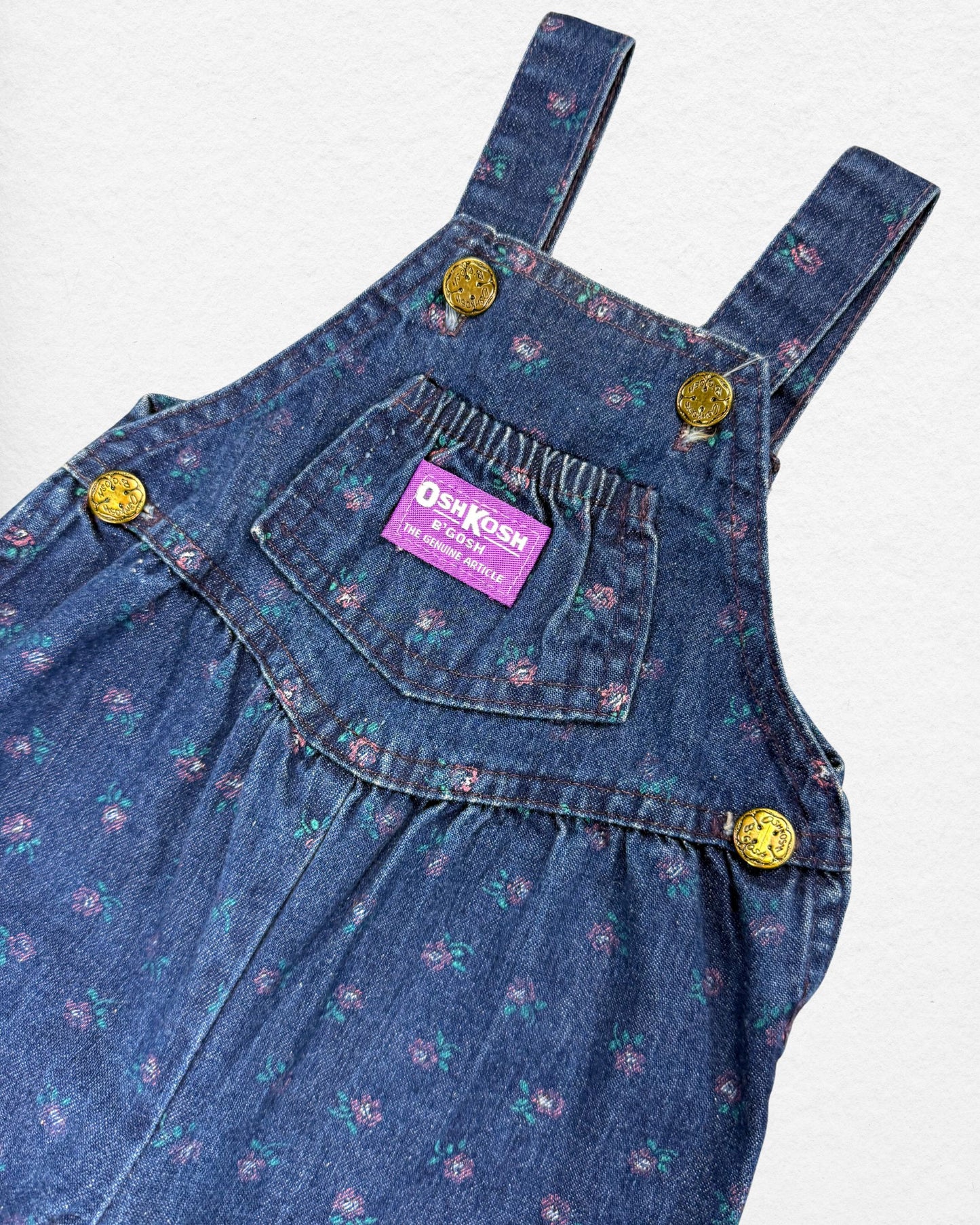 OshKosh 90's Denim Floral Overalls – 6–9M