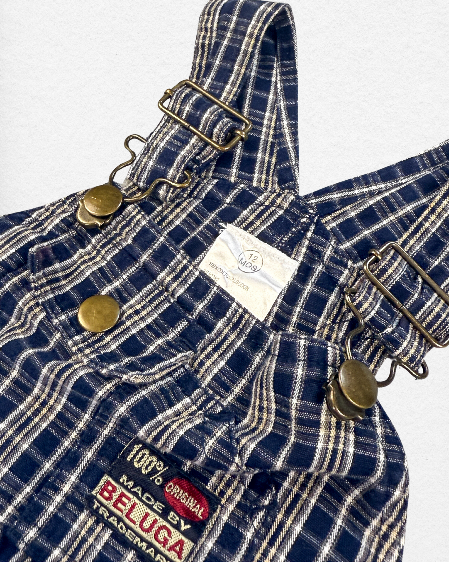 Vintage Plaid Overalls - 12M